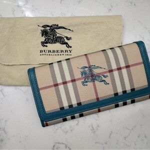 SOLD!! Burberry haymarket teal wallet